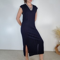 Vestido midi de punto azul...