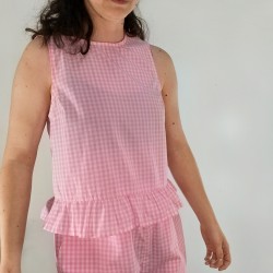Top cuadro vichy rosa con...