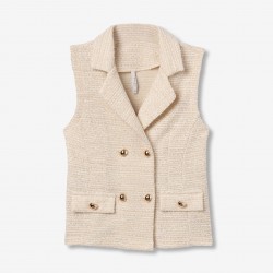 Top chaleco beige lurex...