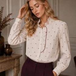Camisa flores pequeñas beige