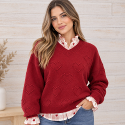 Jersey fino corazones rojo