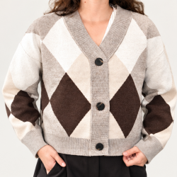 Chaqueta rombos marrones y...