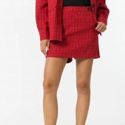 Falda pantalón en tweed rojo